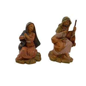 Vintage Nativity Set Mary Joseph Praying Kneeling Made‎ in Italy Christmas Decor